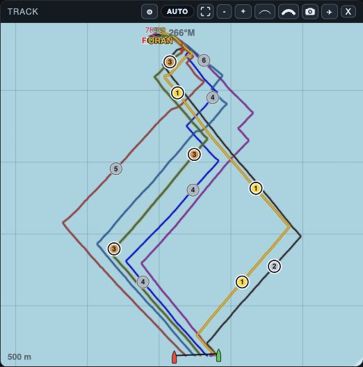 SailViewer Track showing boat routes around a racecourse