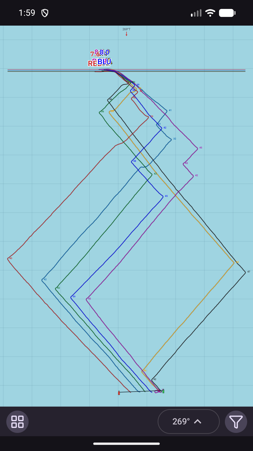 SailViewer on Android phone showing a selected downwind race leg
